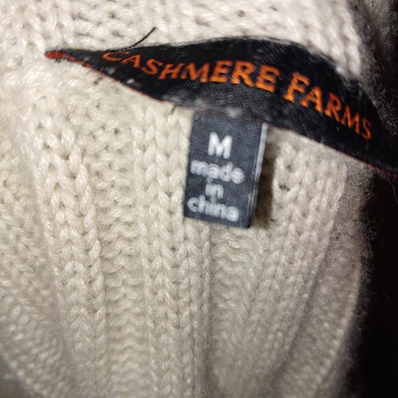Cashmere Farms Cashmere Silk Blend Chunky Cable Knit Cardigan Sz M Cream - Picture 2 of 7